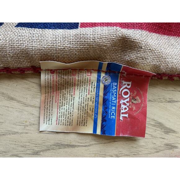 NWT Royal Basmati Rice Bag 20lbs Burlap Handles Zipper Heavy Duty 25th Lot Of 2 - Picture 5 of 8
